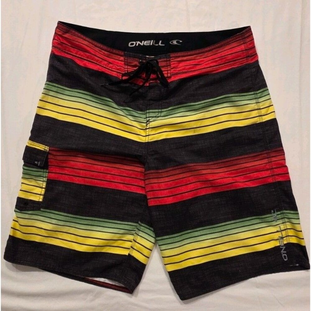 O'Neill Men's Rasta Striped Board Shorts Santa Cruz Cargo Shorts